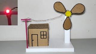 How to make working model of a wind turbine from cardboard | school project