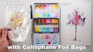 Painting HACK with Cellophane Foil Bags Watercolor Tree for Kids  Maremi's Small Art 