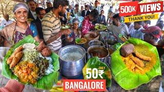 Bangalore Shobha Aunty Serve Lunch | 2500 People Eat Everyday | 15 Different Items | Street Food