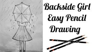 How To Draw Beautiful Backside Girl Drawing / Easy Pencil Drawing / Elegant__art's