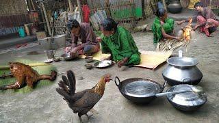 Very different cooking RED COUNTRY CHICKEN and eating by santali Grandmother | new style cooking