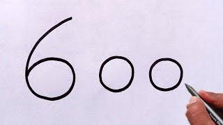 How to draw rabbit drawing from 600 number | Easy drawing for beginners rabbit | Kuch sikho