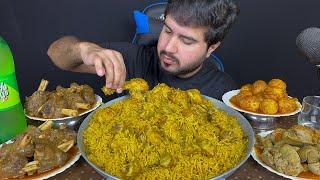 ASMR; Eating Spicy Mutton Curry+Spicy Chicken Biryani+Spicy Eggs Curry+Spicy Chicken Liver Gizzard