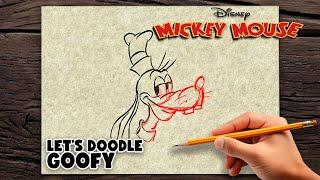 LET'S DOODLE - GOOFY 3/4 VIEW (DRAW LIKE A DISNEY ANIMATOR, EASY!) #MickyMouse #Disney #Draw #Goofy