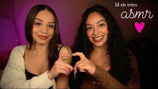 ASMR | Lil Sister Trying ASMR for the First Time  + mini Q&A Mouth Sounds, Tapping, Hand Sounds