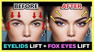  TOP EYELIDS LIFT, FOX EYES LIFT, BROWS LIFT EXERCISE | GET BEAUTIFUL BIG EYES & FIX DROOPY EYELIDS