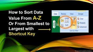 How To Sort Data Value From A-Z or Largest To Smallest On MS Excel