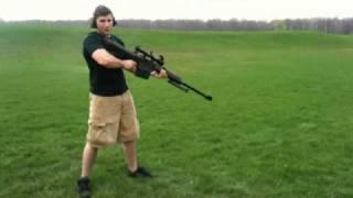 Shoulder firing the Barrett 50 cal M82A1 / M107 sniper rifle