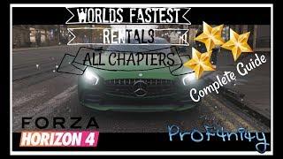 Forza Horizon 4  COMPLETE Worlds Fastest Rentals Guide AUDIO INSTRUCTION  ALL CHALLENGES 3 Stars