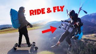 This is RIDE & FLY! Electric Mountainboard vs Paragliding