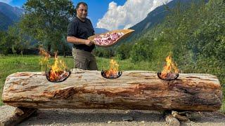 Delivered A Huge Log For Cooking Three Delicious Homemade Dishes At Once