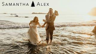 Bride and Groom Run into the Ocean // Elopement in Redwoods National Forest