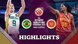 Brazil  start Olympic bid with a win over Montenegro  | Highlights | FIBA OQT 2024 Latvia