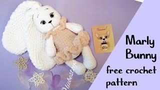 How to crochet a cute bunny, free crochet tutorial, plush bunny rabbit Marly, easy tutorial