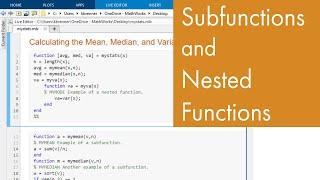 Using Subfunctions and Nested Functions | Managing Code in MATLAB