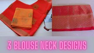 3 Blouse Back Neck Design Cutting and Stitching | Simple and easy neck designs