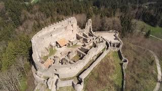 Drone view of Eisenberg Castle, Bavaria