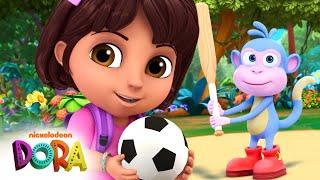 Dora and Boots Play Soccer, Baseball, & More Sports! ️ 10 Minutes | Nick Jr.