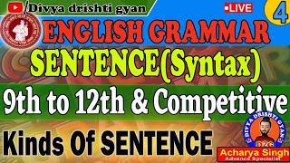 Basic Of English | SANTENCE (Syntax- Kinds of SENTENCE ) L-4 | Full Explanation | Acharya Singh