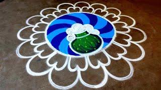 New Pongal pot rangoli/Pongal 2025 special kolam/sankranti big muggulu/bhogi Amazingrangoli