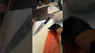 Easy way Taking skin off salmon