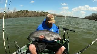 DANGEROUS! CATFISHING In A TINY BOAT, ANCHORED In FAST-MOVING CURRENT!