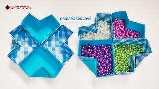 Origami Box Love - Cara Membuat Wadah Origami Bentuk Love - How to Fold Heart Paper