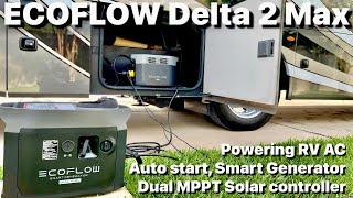 ECOFLOW Delta 2 Max - Running my 13500 BTU A/C with Solar and auto starting the Smart Generator