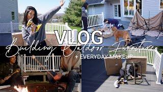 VLOG: Building NEW Outdoor Furniture, Backyard Plans + Everyday Makeup Routine