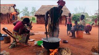 African Village Life #cooking Organic Crumbled Eggs Served With Corn Meal For Dinner