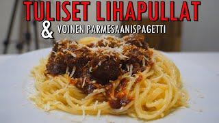 Tuliset lihapullat & voinen parmesaanispagetti