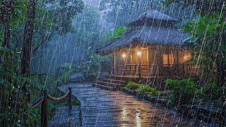 Sleep Hypnosis to Falling Asleep Immediately  Heavy Rain, Wind & Massive Thunder on Roof at Night