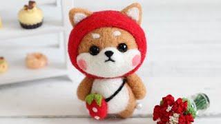 淘宝 梧桐家羊毛毡 · strawberry Dog DIY tutorial 羊毛毡wool felt视频教程教学strawberry