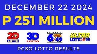 Lotto Result Today 9pm December 22 2024 PCSO