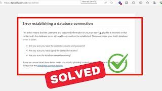 Fix Error Establishing A Database Connection WordPress