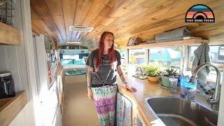 Couple Builds Beautiful Open Concept School Bus Conversion