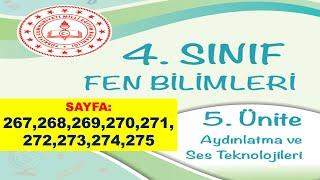 4.Sınıf Fen Bilimleri Çalışma Kitabı Soruları Sayfa 267 275 Arası Aydınlatma ve Ses Teknolojileri