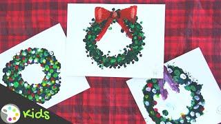 How to Paint a Christmas Wreath | Finger Painting for Kids