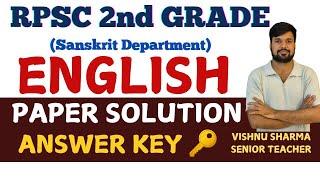 RPSC 2nd Grade English Sanskrit Department paper solution | Rpsc 2nd grade English answer key