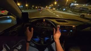 POV Manual Car Evening Highway Drive with Pedal Cam ASMR | HONDA Civic