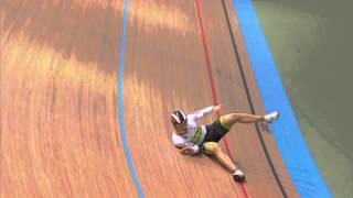 M Glaetzer Crash Mens Keirin 2nd Round Heat 2 - 2014 Track World Championships, Cali, Colombia