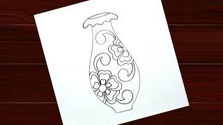 Flower Pot Drawing || Pot Drawing Design || Flower Vase Drawing || Pencil Sketch..