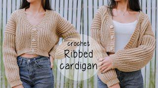 Easy Crochet Ribbed Chunky Cardigan Tutorial | Crochet Cardigan | Chenda DIY