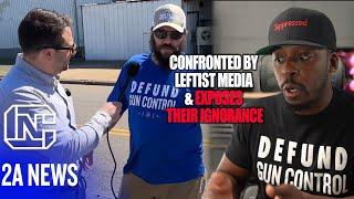 Man Wearing Defund Gun Control Shirt Confronted By Leftist Media & Exposes Their Ignorance