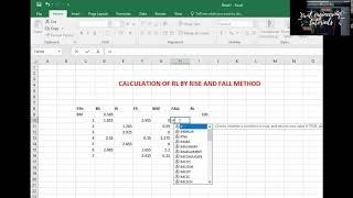 How to calculate RL by Rise & Fall method in excel