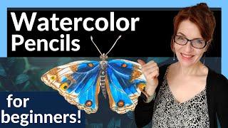 Beginner Watercolor Pencil Tutorial (Paint a realistic Butterfly!)