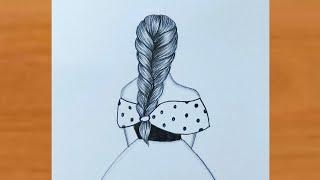 How to draw a girl easy | Girl drawing | pencil sketch | Simple art with rose |drawing for beginners