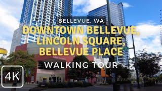 Downtown Bellevue WA Washington USA 4K Walking Tour, Plus Lincoln Square and Bellevue Place