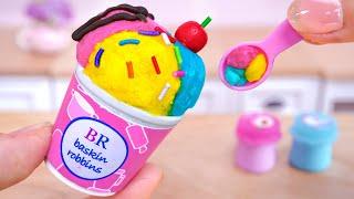 Tiny Baskin Robbins Ice Cream  Miniature Cotton Candy Ice Cream Decorating | Mini Cakes Making