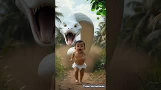 Cute baby attacked by snake while growing watermelon  #ai​ #baby​ #snake​